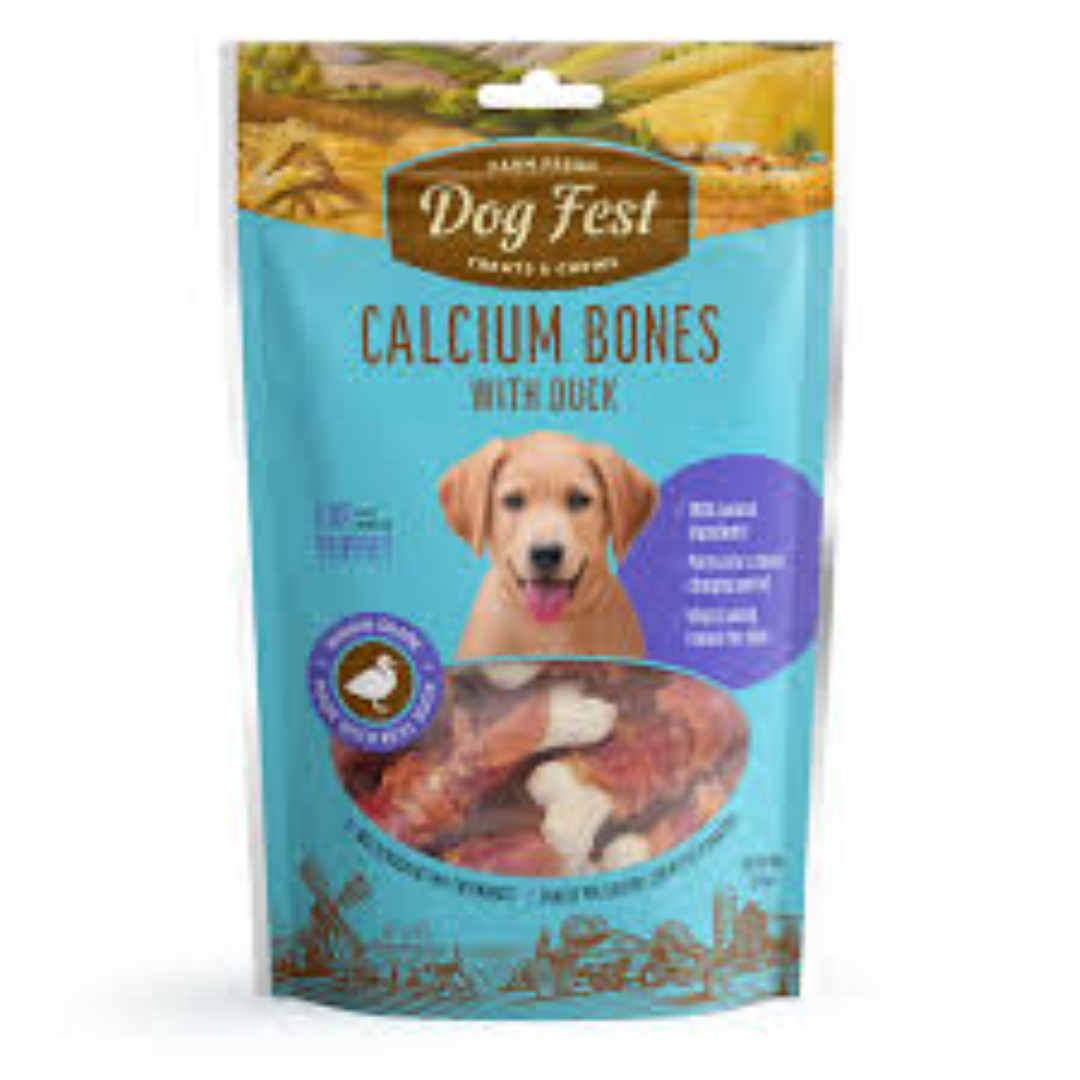 DOG FEST CALCIUM BONES W DUCK FOR PUPPY 90G